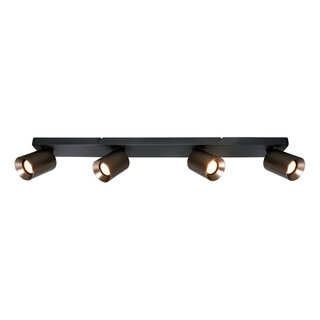 Opbouwspot Strano 4-lichts balk zwart/gunmetal