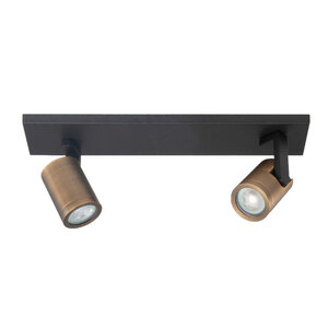 Highlight Modern industrieel opbouwspot Halo 2-lichts zwart brons balk