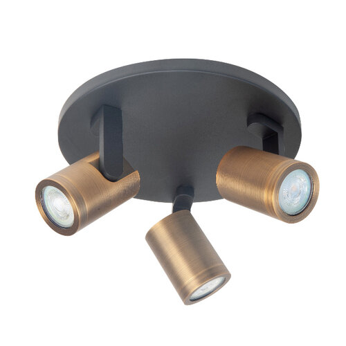 Modern Industrieel opbouwspot Halo 3-lichts zwart brons