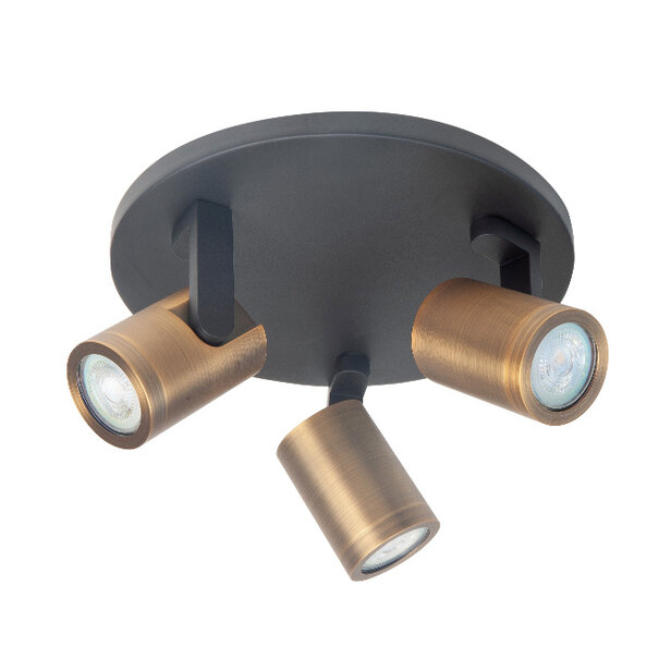 Highlight Modern Industrieel opbouwspot Halo 3-lichts zwart brons