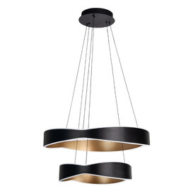 Hanglamp Onda 2-lichts zwart goud