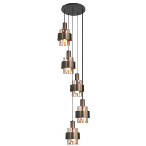 Highlight Modern Industrieel hanglamp Marrone 5-lichts getrapt brons