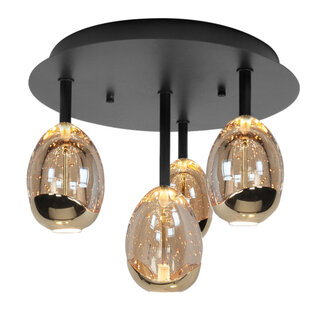 Plafondlamp Golden Egg 4-lichts zwart goud