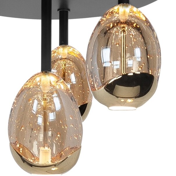 Highlight Modern - design - plafondlamp - 4-lichts - zwart goud - Golden Egg