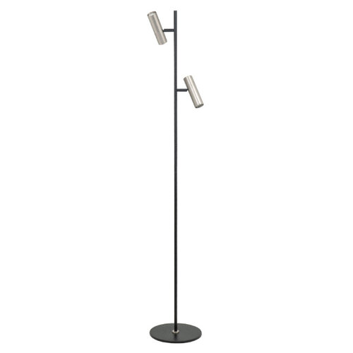 Moderne vloerlamp Trend 2-lichts zwart Nickel