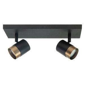 Highlight Modern Industrieel opbouwspot Savona 2-lichts balk zwart brons