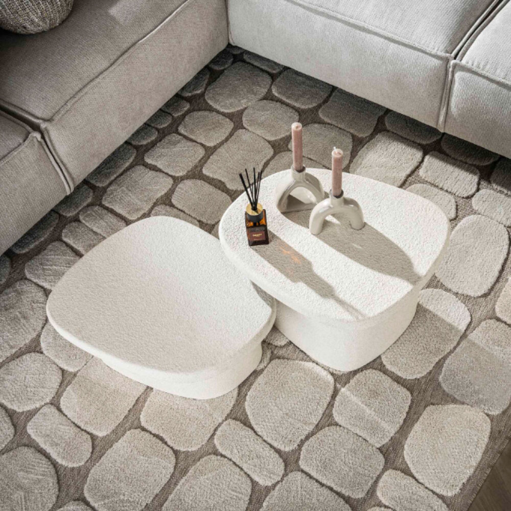 Salontafel Zwart Rond met Wit Marmer Look – Home Heaven