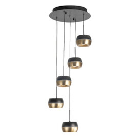 Hanglamp Nova 5-lichts zwart goud
