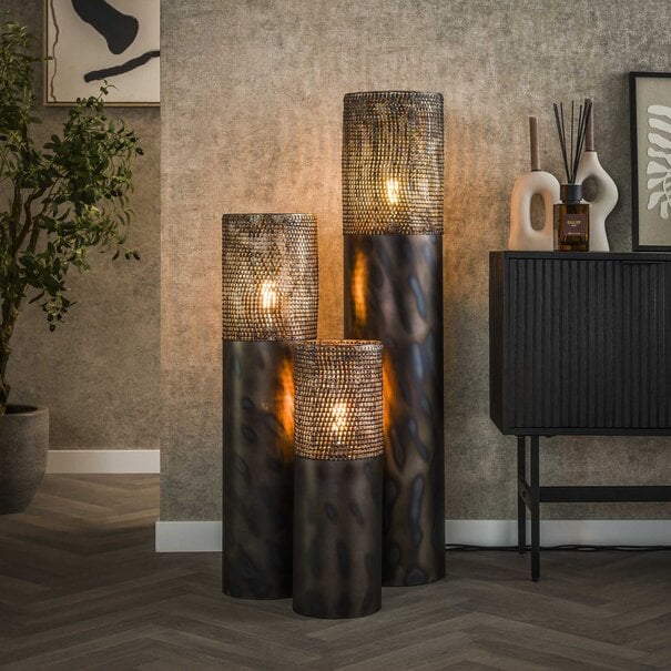 BelaLuz Industriële vloerlamp Zelda 1-lichts 120 cm zwart bruin