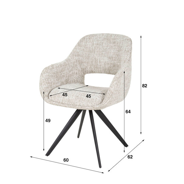 BelaLuz Modern Scandinavisch eetkamerstoel Vista staalgrijs