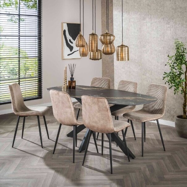 BelaLuz Modern Hotel Chique eetkamertafel Polaris 180 cm deens ovaal