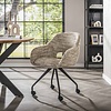 BelaLuz Modern Scandinavisch eetkamerstoel Vista wieltjes zandkleur