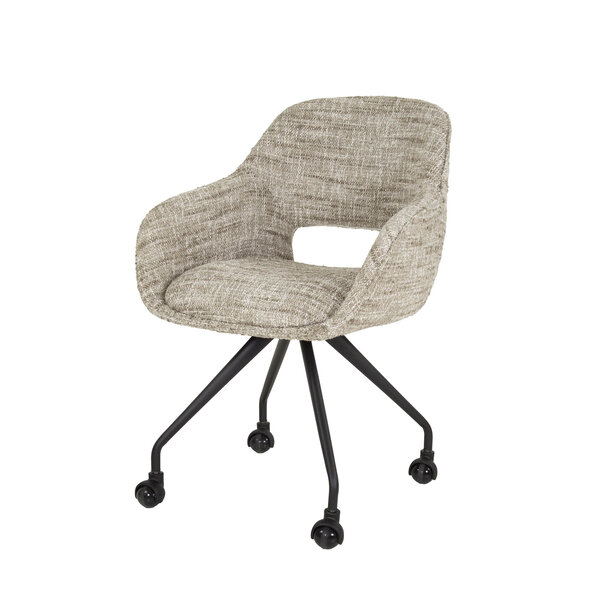 BelaLuz Modern Scandinavisch eetkamerstoel Vista wieltjes zandkleur