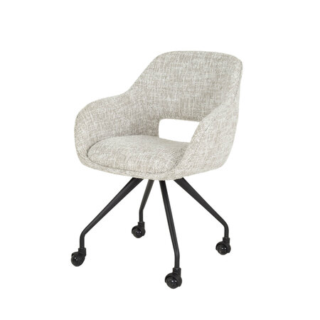 BelaLuz Modern Scandinavisch eetkamerstoel Vista wieltjes gebroken wit