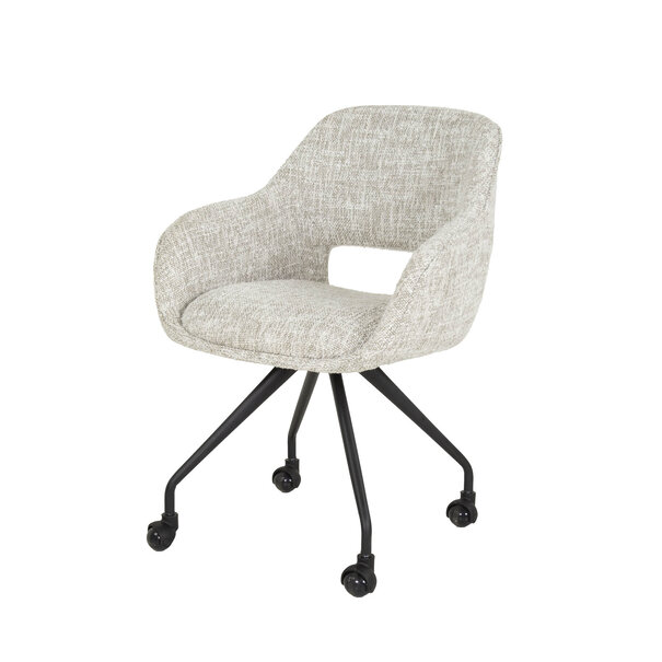 BelaLuz Modern Scandinavisch eetkamerstoel Vista wieltjes gebroken wit