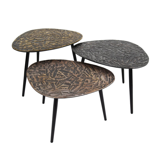 BelaLuz Industriële salontafel Tavina 3 set driehoekig