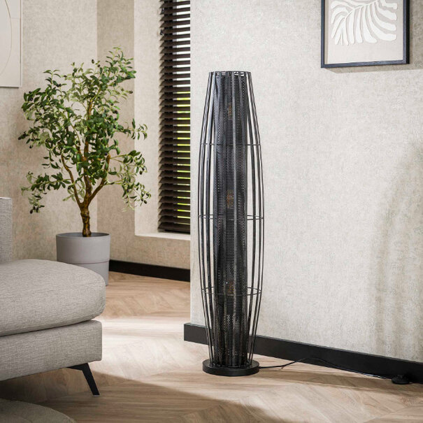 BelaLuz Modern industrieel vloerlamp Aero 3-lichts charcoal