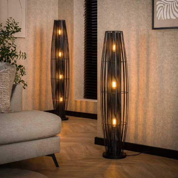 BelaLuz Modern industrieel vloerlamp Aero 3-lichts charcoal