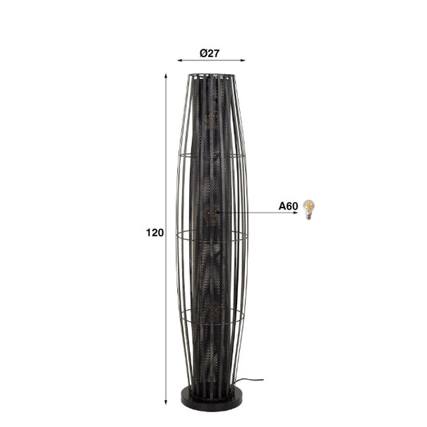 BelaLuz Modern industrieel vloerlamp Aero 3-lichts charcoal