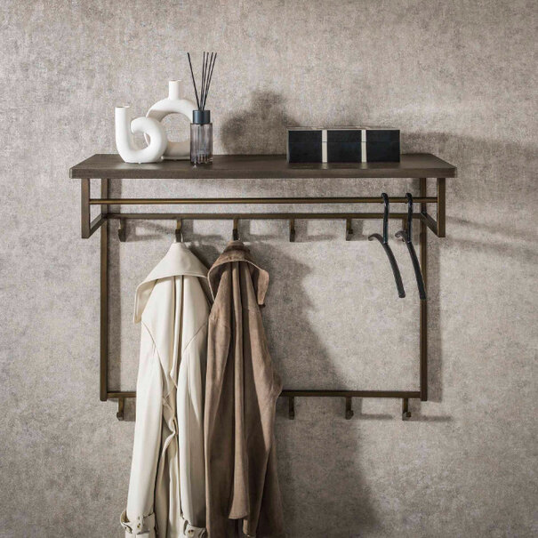 BelaLuz Modern industrieel kapstok Tess 12 haken brons antiek