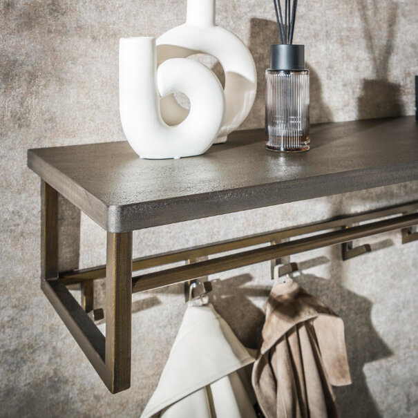 BelaLuz Moderne kapstok Tess 6 haken hoedenplank brons antiek
