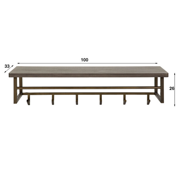 BelaLuz Moderne kapstok Tess 6 haken hoedenplank brons antiek