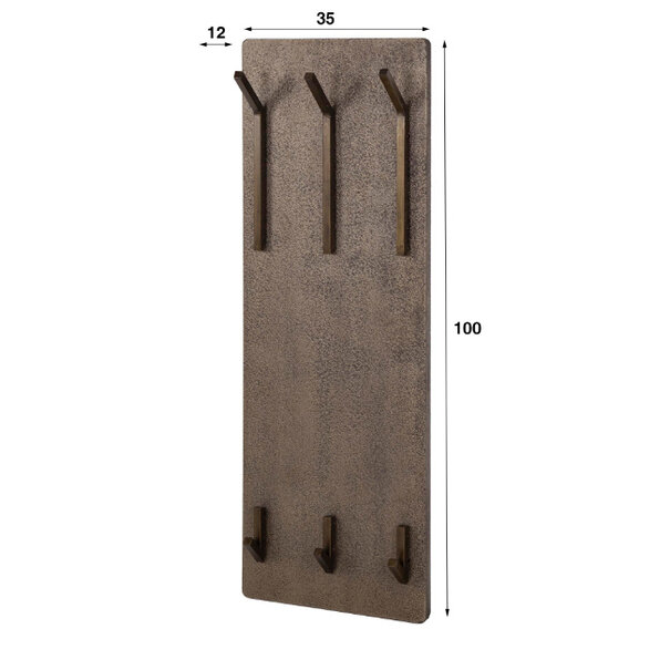 BelaLuz Moderne kapstok Tess 6 haken hoog brons antiek