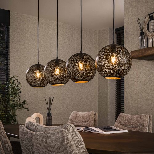 Industriële hanglamp Dopo 4-lichts charcoal