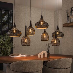 BelaLuz Industriële hanglamp Dopo 7-lichts charcoal