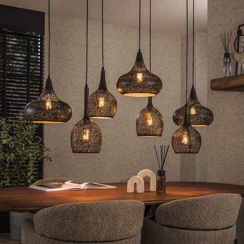 Industriële hanglamp Dopo 7-lichts charcoal