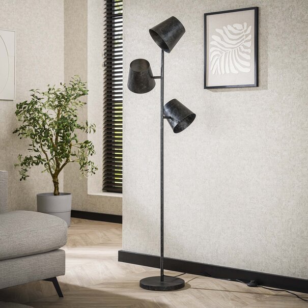 BelaLuz Industriële - Vloerlamp - Charcoal - 3-lichts - Tigris