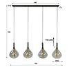 BelaLuz Moderne hanglamp Pioggia 4-lichts met smoke glas