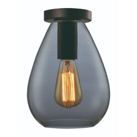 Plafondlamp Dorato 1-lichts zwart smoke glas