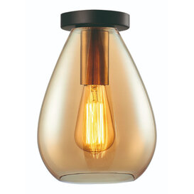 Plafondlamp Dorato 1-lichts goud amber glas