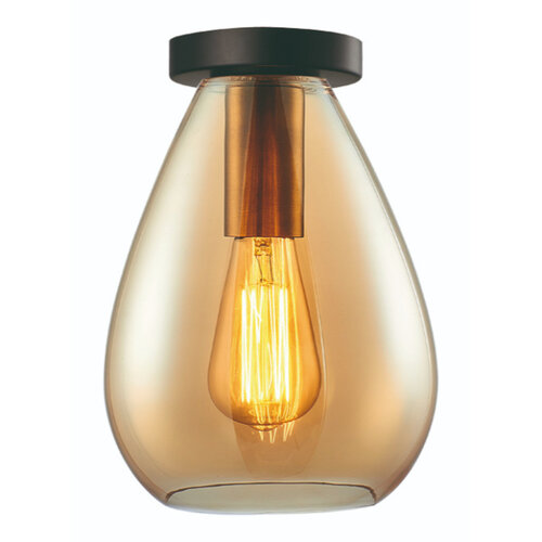 Modern Hotel Chique plafondlamp Dorato 1-lichts goud met amber glas