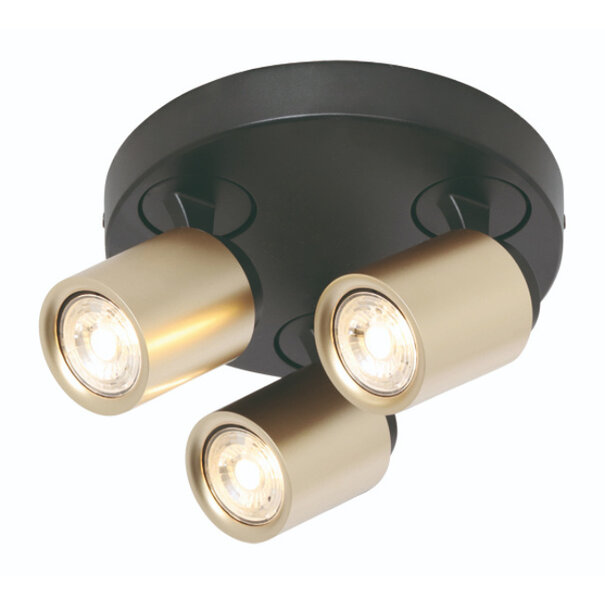 Freelight Modern Hotel chique Razza opbouwspot 3-lichts zwart goud