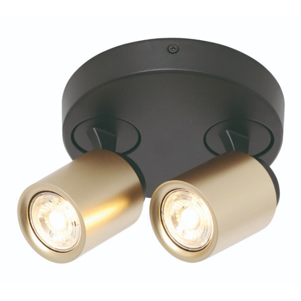 Freelight Modern Scandinavisch Razza opbouwspot 2-lichts zwart goud