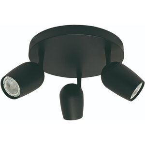 Freelight Modern Industrieel opbouwspot Trova 3-lichts rond zwart