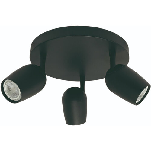 Modern Industrieel opbouwspot Trova 3-lichts rond zwart