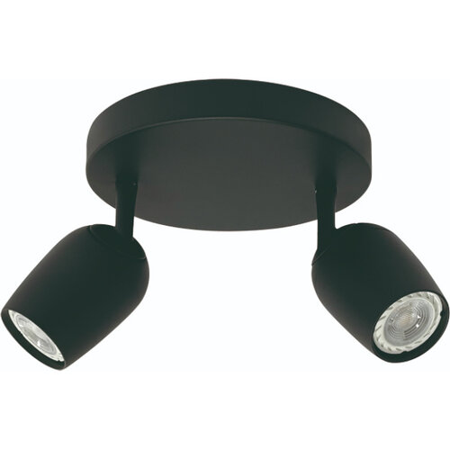 Modern Industrieel opbouwspot Trova 2-lichts rond zwart