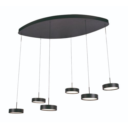 Modern Industrieel hanglamp Alieno 6 lichts ovaal zwart