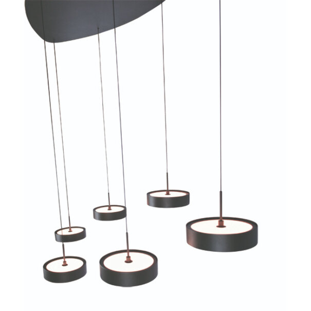 Freelight Modern Industrieel hanglamp Alieno 6 lichts ovaal zwart