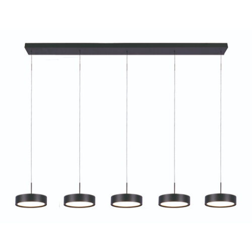 Modern industrieel hanglamp Alieno 5-lichts balk zwart
