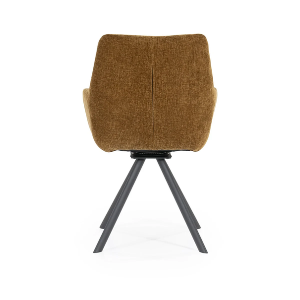 By-Boo Modern Scandinavisch eetkamerstoel Bliss mosterd met armleuning