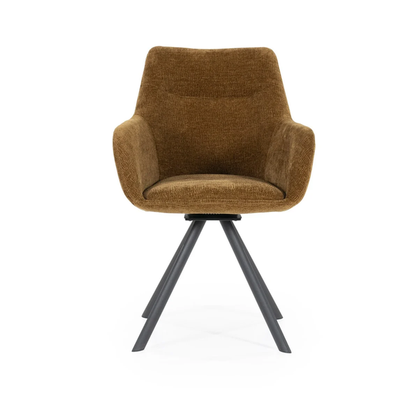 By-Boo Modern Scandinavisch eetkamerstoel Bliss mosterd met armleuning