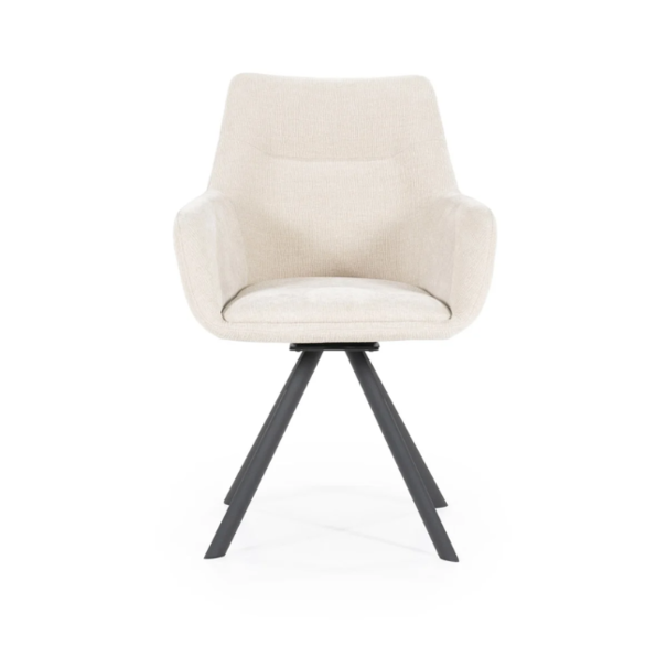 By-Boo Modern Scandinavisch eetkamerstoel Bliss beige met armleuning