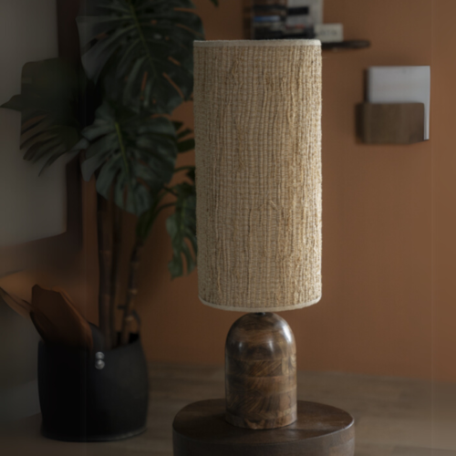 Bohemian Japandi tafellamp Gadja large 1-lichts Hout Jute