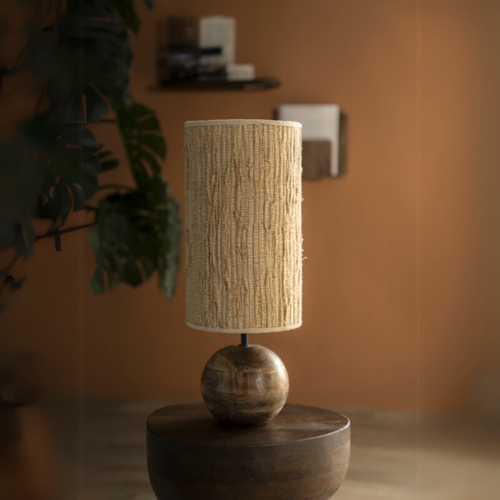 Bohemian Japandi tafellamp Gadja small 1-lichts Hout Jute