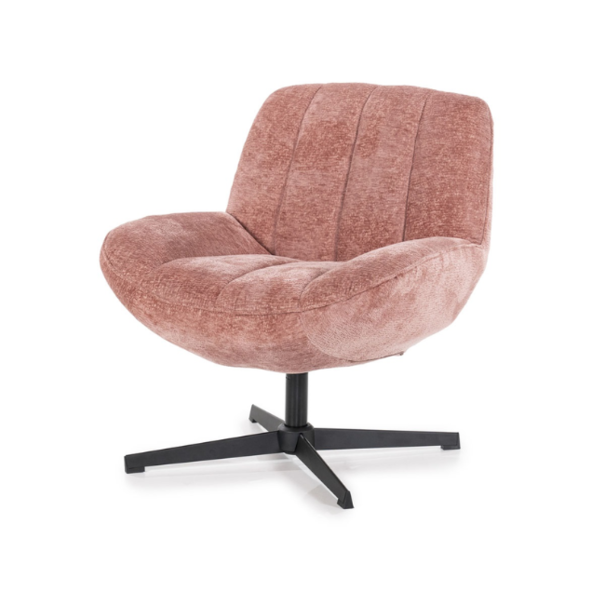By-Boo Retro Scandinavisch fauteuil Derby oud roze draaibaar