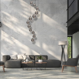 Hanglamp Bollique 12-lichts smoke glas zwart